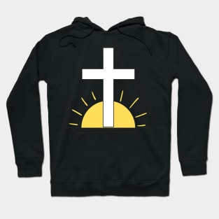 White Christian Cross In Sunrise Hoodie